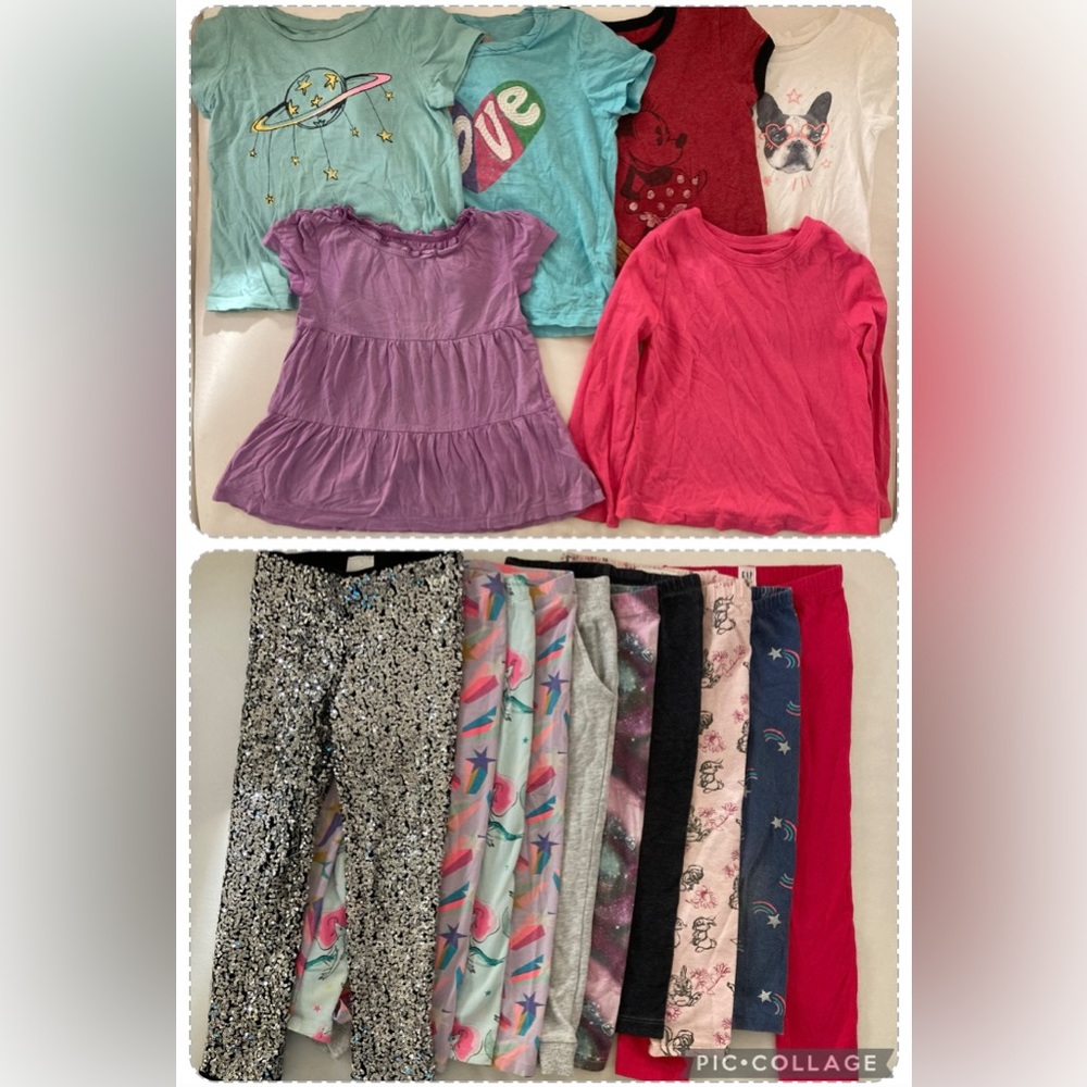 SOLD! NO LONGER AVAILABLE. Lot of size 4t shirts and leggings